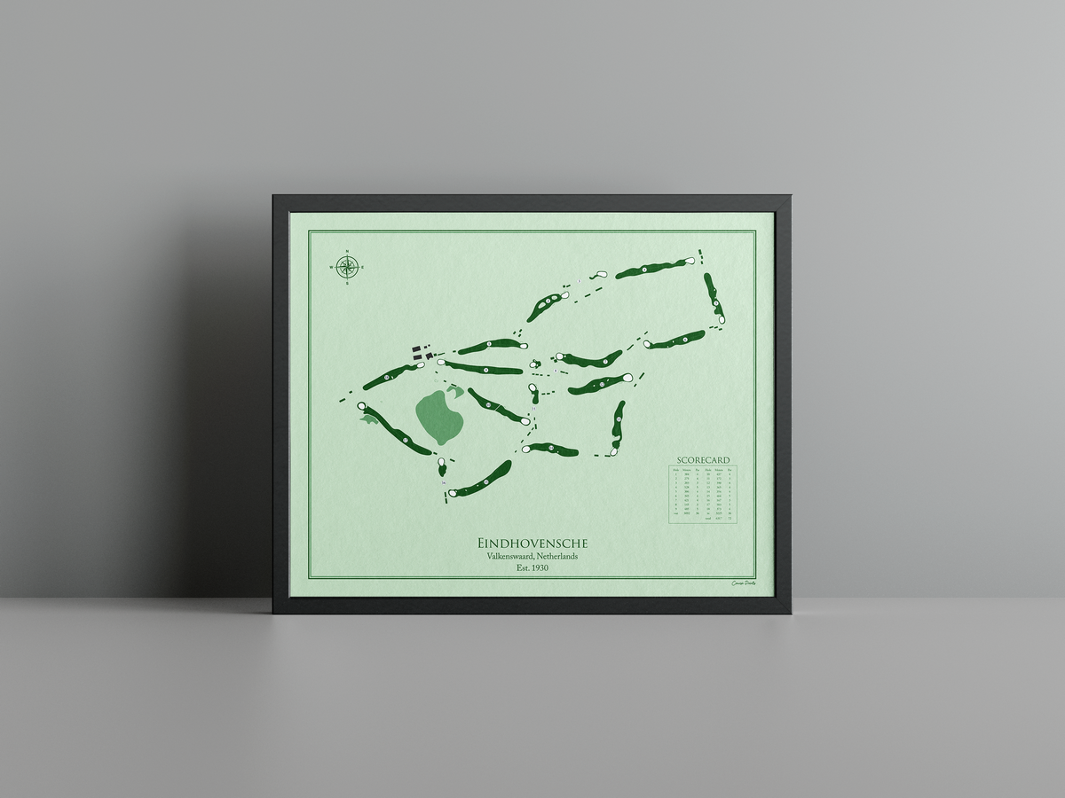 Eindhovensche golf course print, green frame