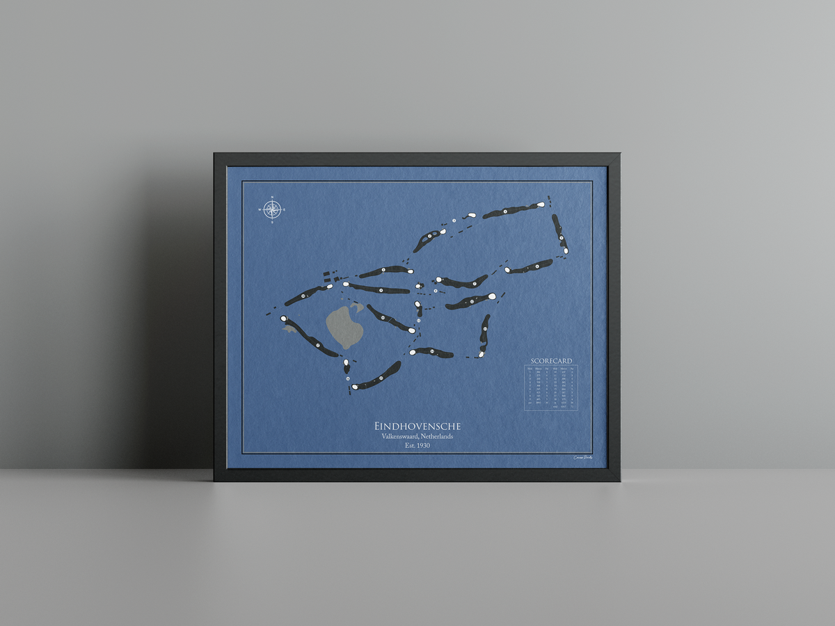 Eindhovensche golf course print, navy frame