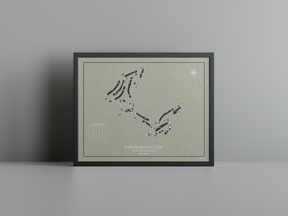 Farnham Golf Club golf course print, brown frame