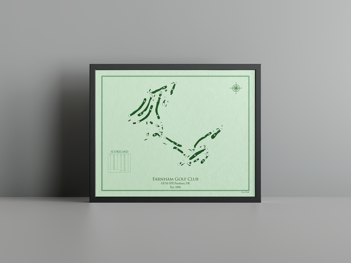 Farnham Golf Club golf course print, green frame