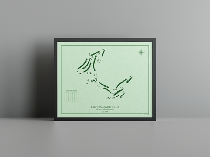 Farnham Golf Club golf course print, green frame