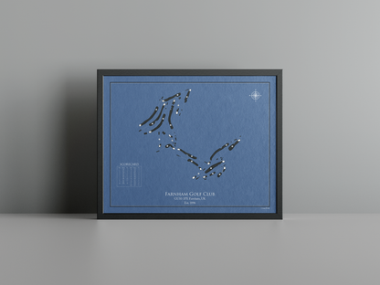 Farnham Golf Club golf course print, navy frame