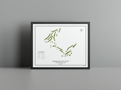 Farnham Golf Club golf course print, white frame