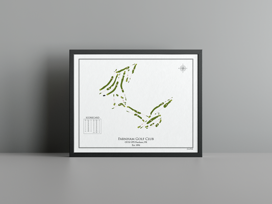 Farnham Golf Club golf course print, white frame