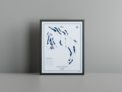 Finca Cortesin golf course print, blue frame