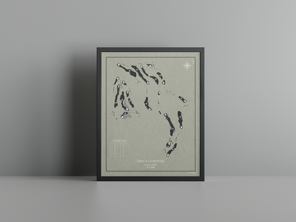 Finca Cortesin golf course print, brown frame