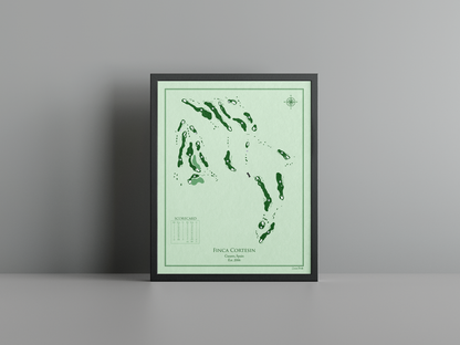 Finca Cortesin golf course print, green frame