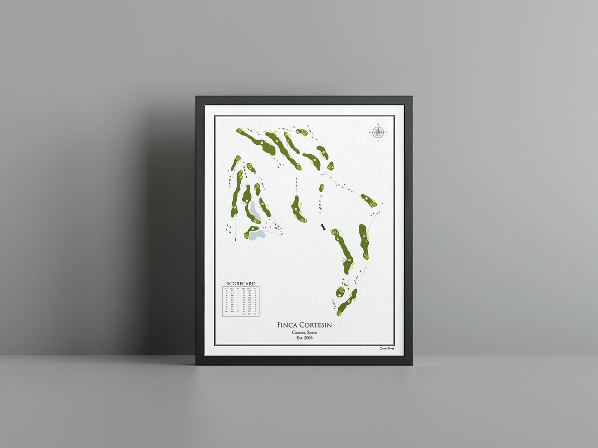 Finca Cortesin golf course print, white frame