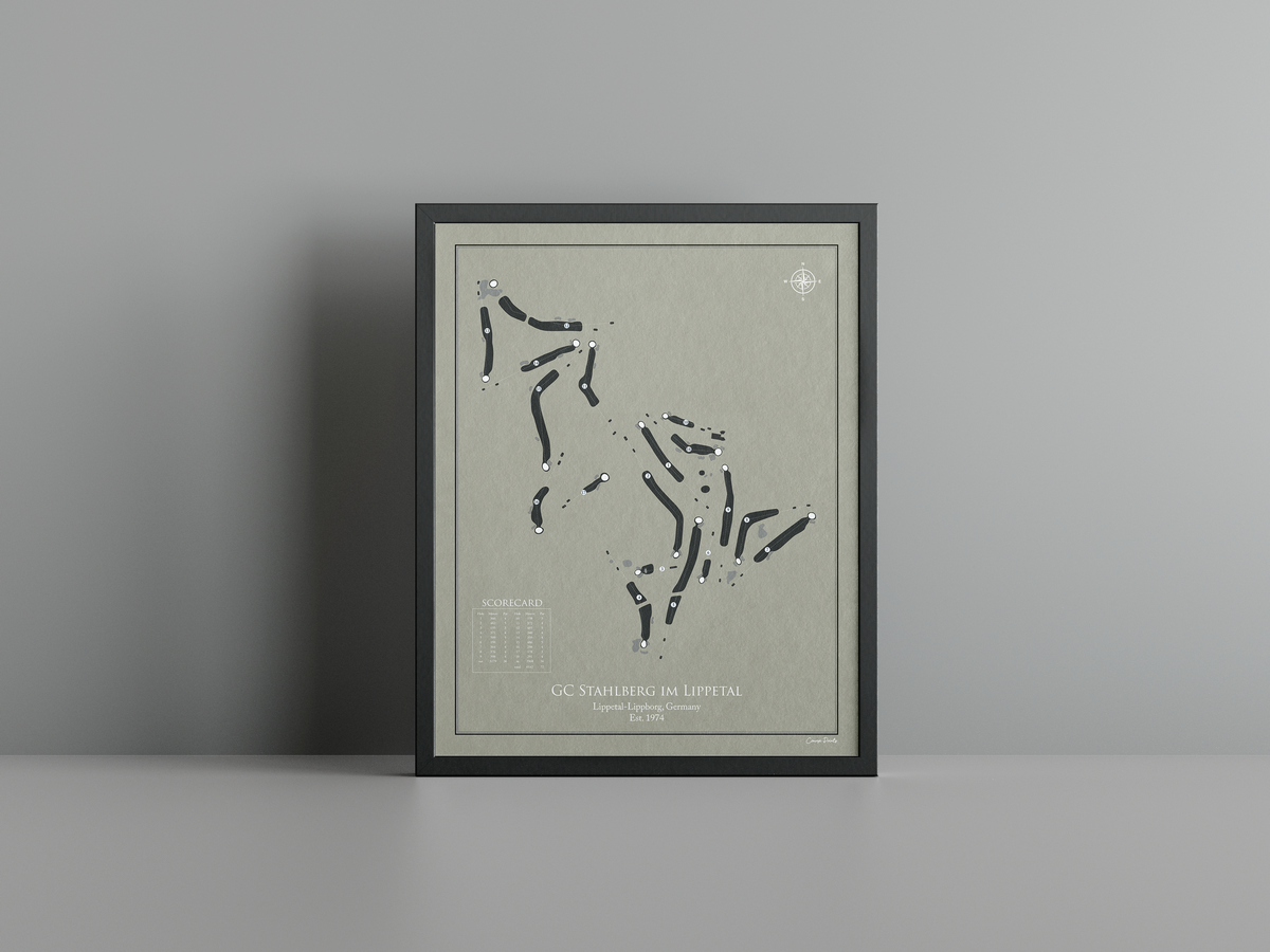 GC Stahlberg im Lippetal golf course print, brown frame