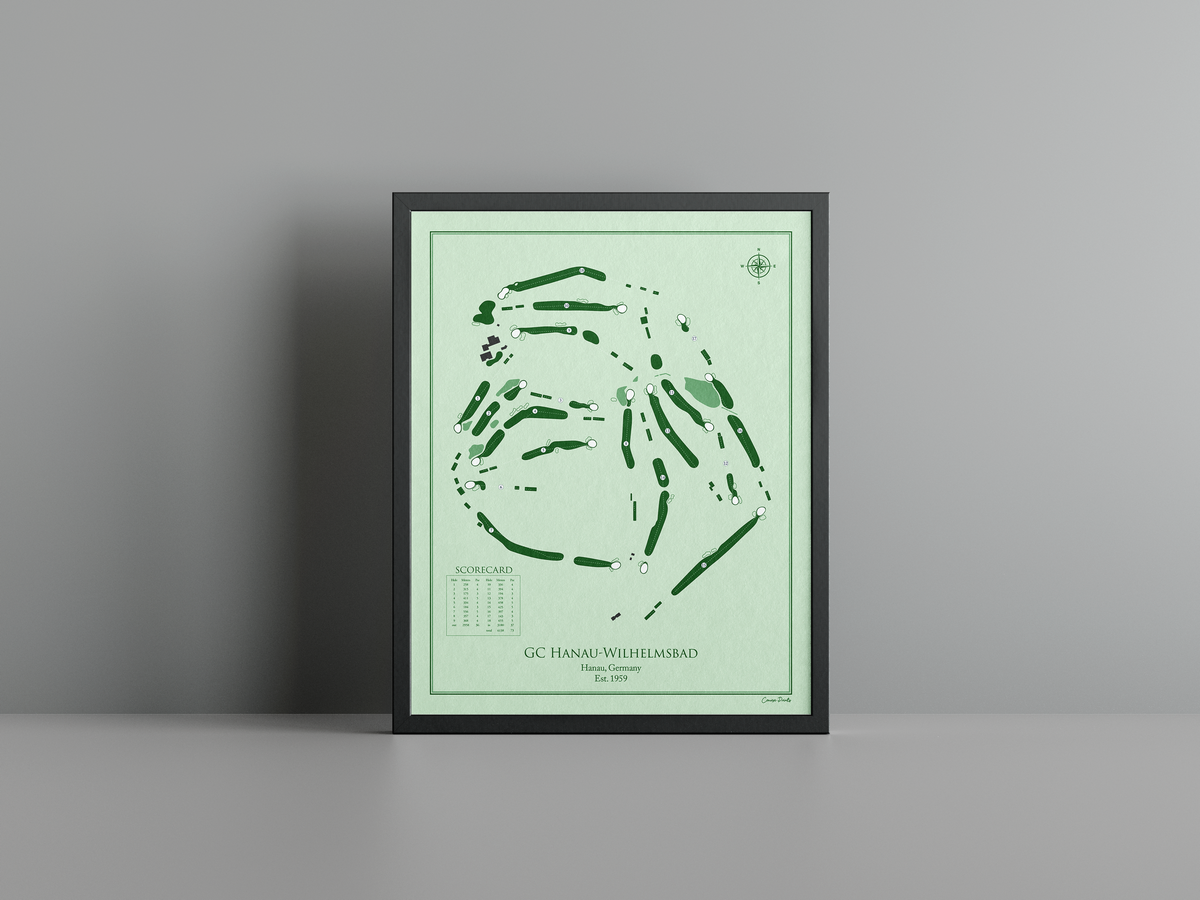 Golf Club Hanau-Wilhelmsbad golf course print, green frame