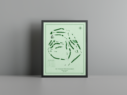 Golf Club Hanau-Wilhelmsbad golf course print, green frame