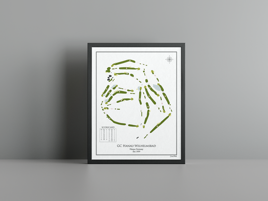 Golf Club Hanau-Wilhelmsbad golf course print, white frame