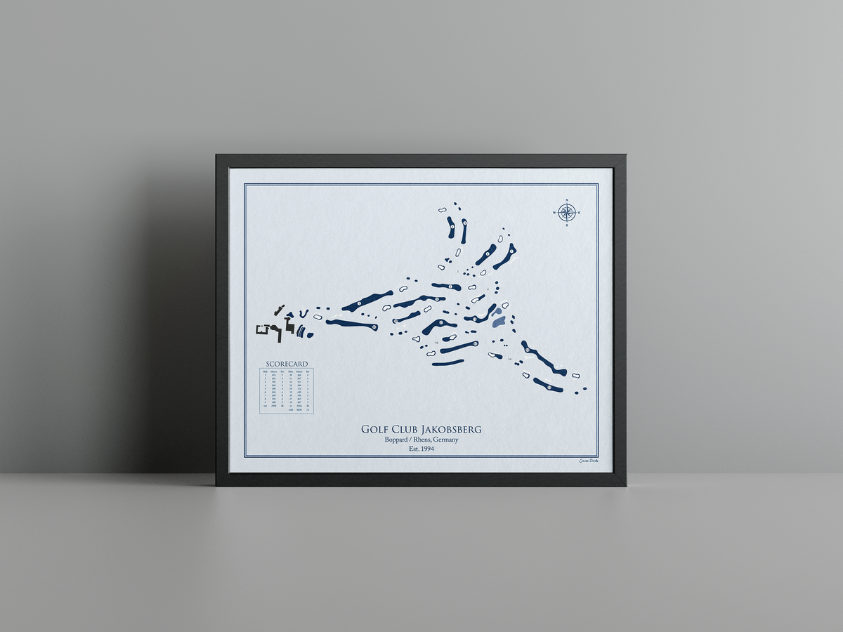 Golf Club Jakobsberg golf course print, blue frame