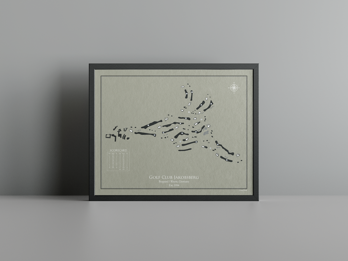 Golf Club Jakobsberg golf course print, brown frame