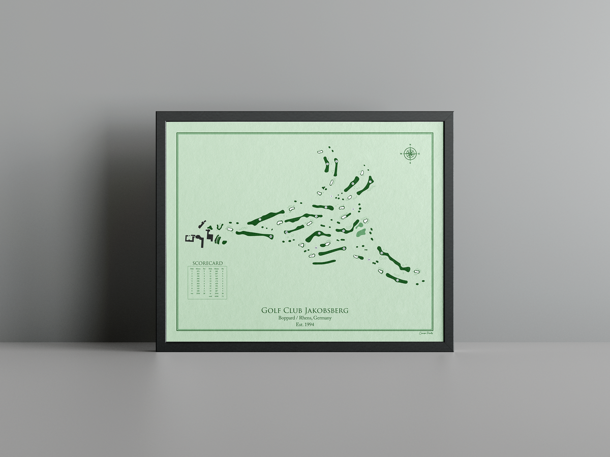 Golf Club Jakobsberg golf course print, green frame