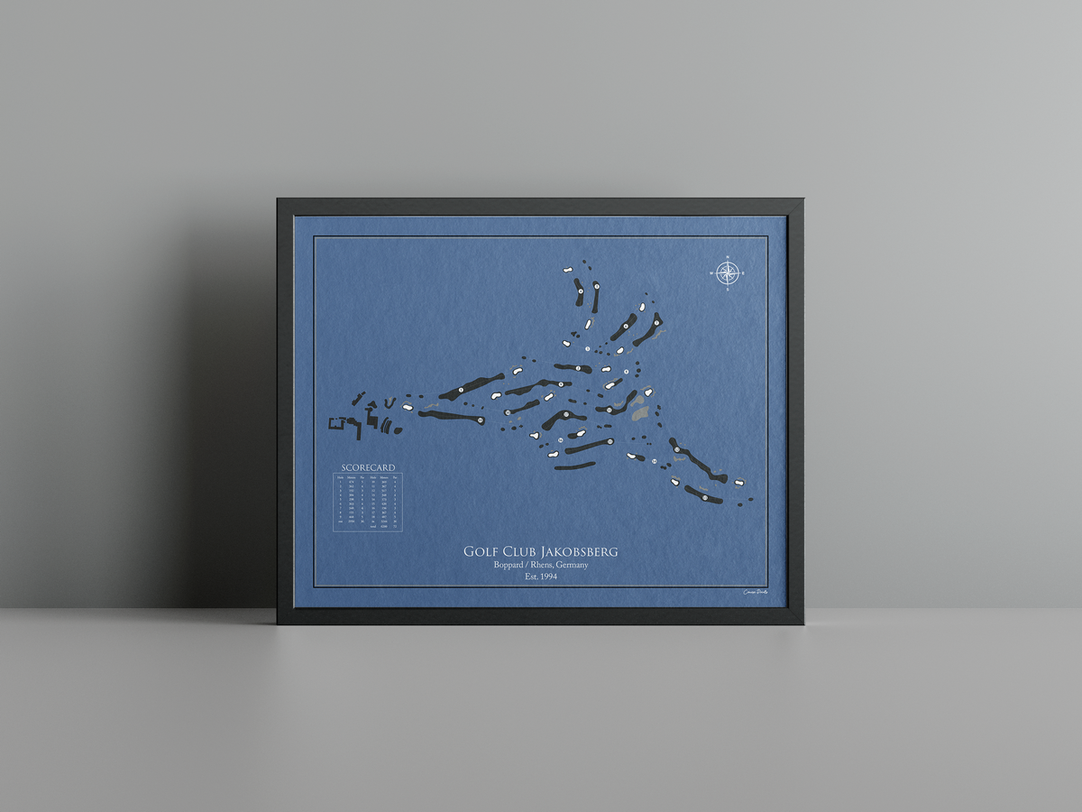 Golf Club Jakobsberg golf course print, navy frame