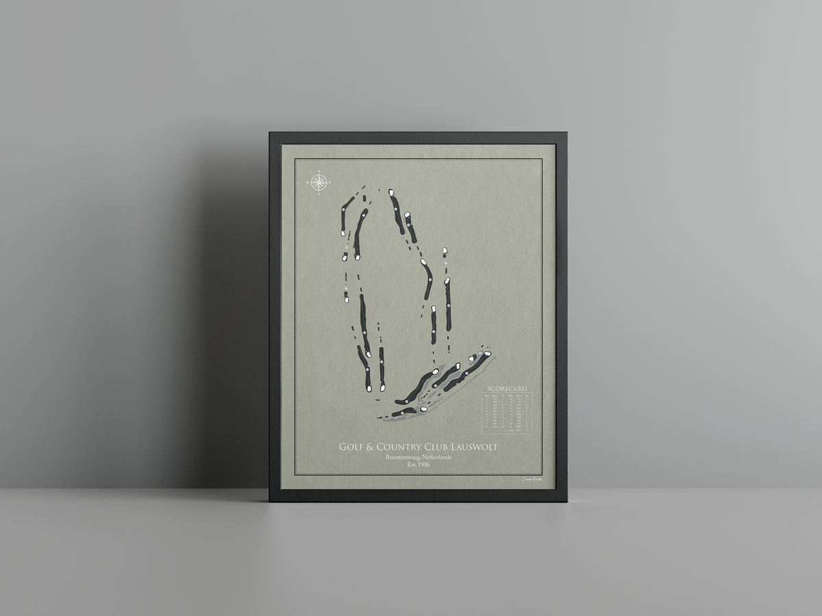 Golf & Country Club Lauswolt golf course print, brown frame