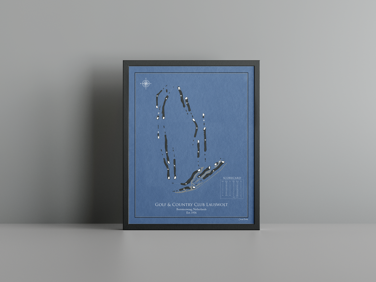 Golf & Country Club Lauswolt golf course print, navy frame