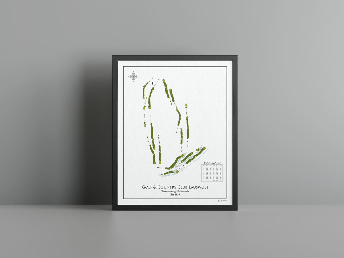 Golf & Country Club Lauswolt golf course print, white frame