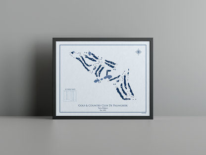 Golf & Country Club Palingbeek golf course print, blue frame