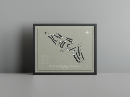Golf & Country Club Palingbeek golf course print, brown frame