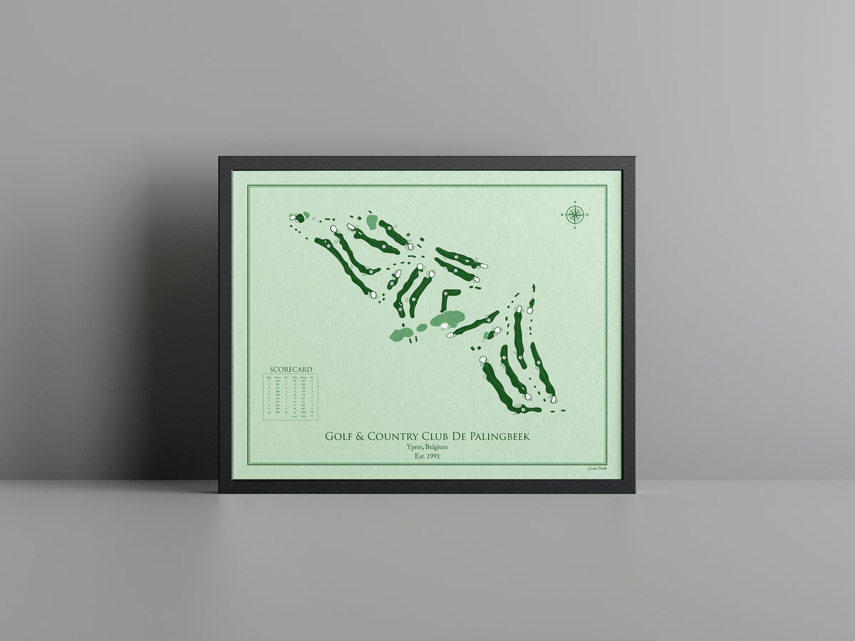 Golf & Country Club Palingbeek golf course print, green frame