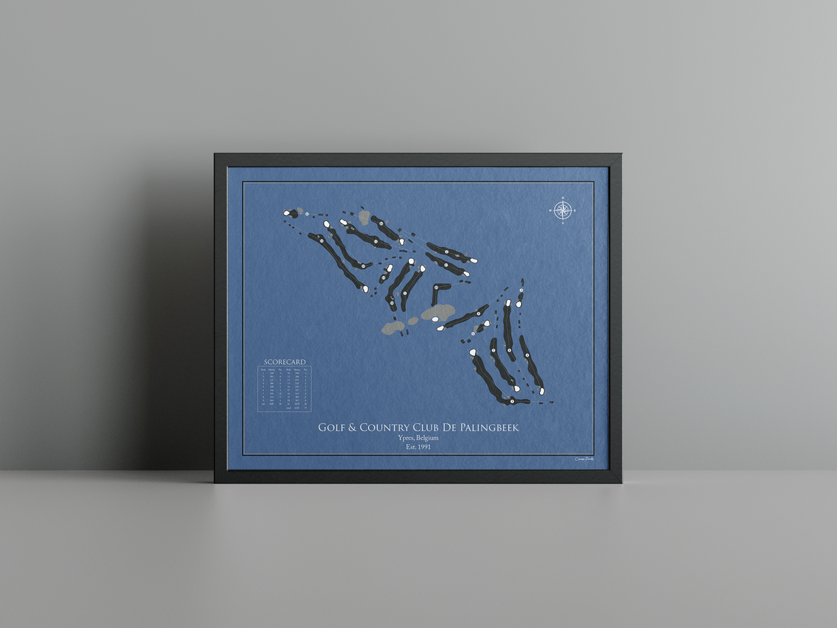 Golf & Country Club Palingbeek golf course print, navy frame