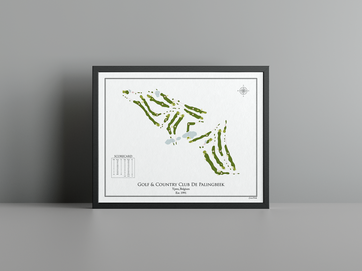 Golf & Country Club Palingbeek golf course print, white frame