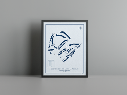 Golf de Chalon-sur-Saône golf course print, blue frame