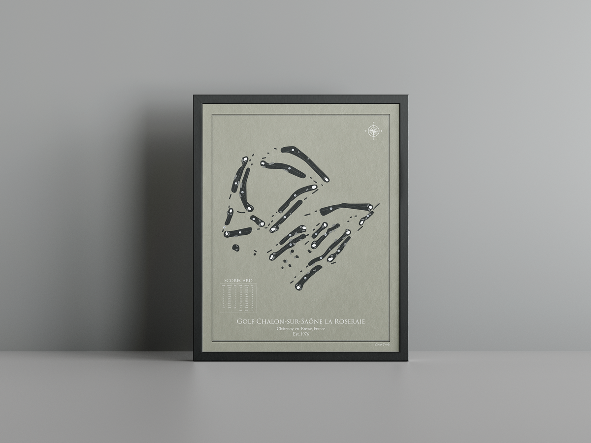 Golf de Chalon-sur-Saône golf course print, brown frame