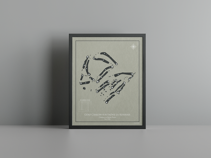 Golf de Chalon-sur-Saône golf course print, brown frame