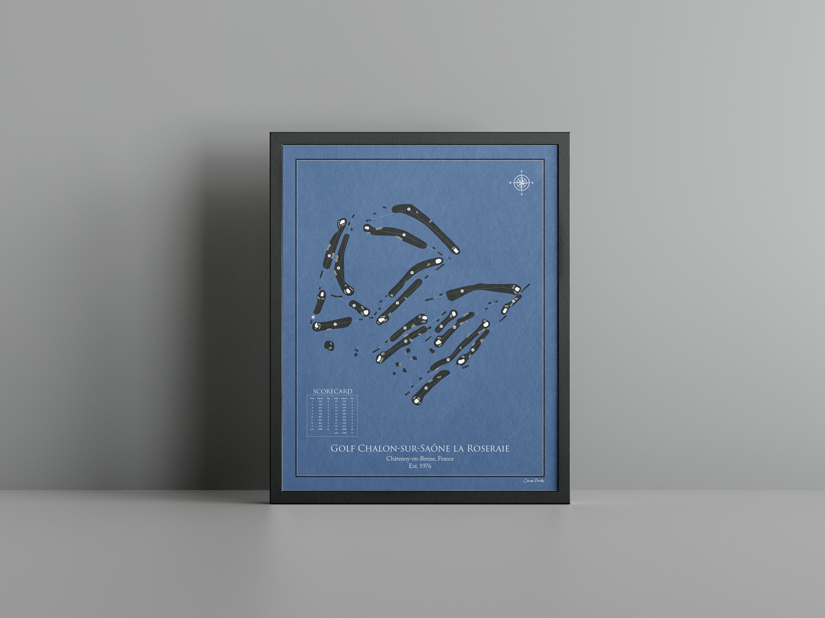 Golf de Chalon-sur-Saône golf course print, navy frame