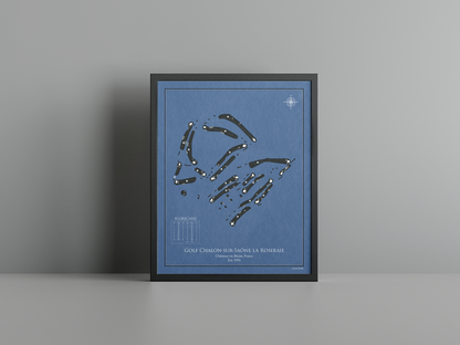 Golf de Chalon-sur-Saône golf course print, navy frame