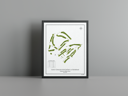 Golf de Chalon-sur-Saône golf course print, white frame