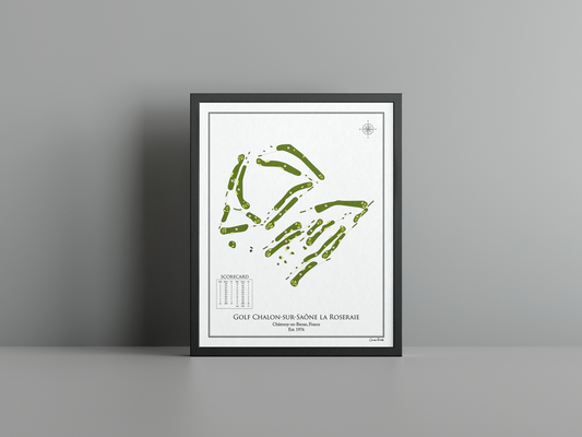 Golf de Chalon-sur-Saône golf course print, white frame