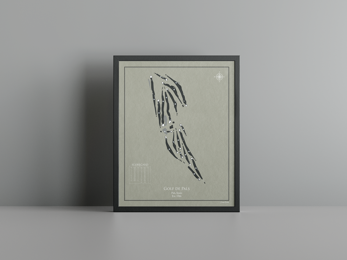 Golf de Pals golf course print, brown frame