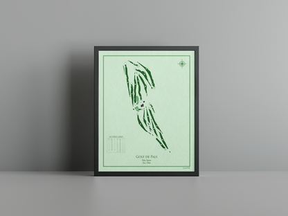 Golf de Pals golf course print, green frame