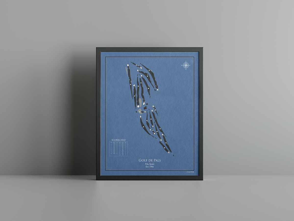 Golf de Pals golf course print, navy frame