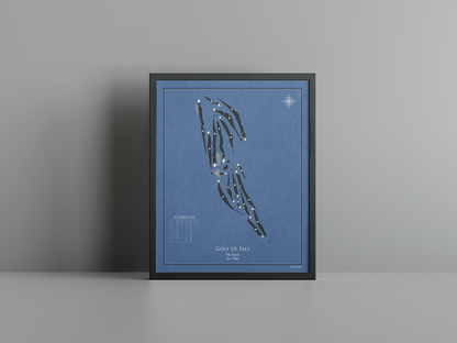 Golf de Pals golf course print, navy frame