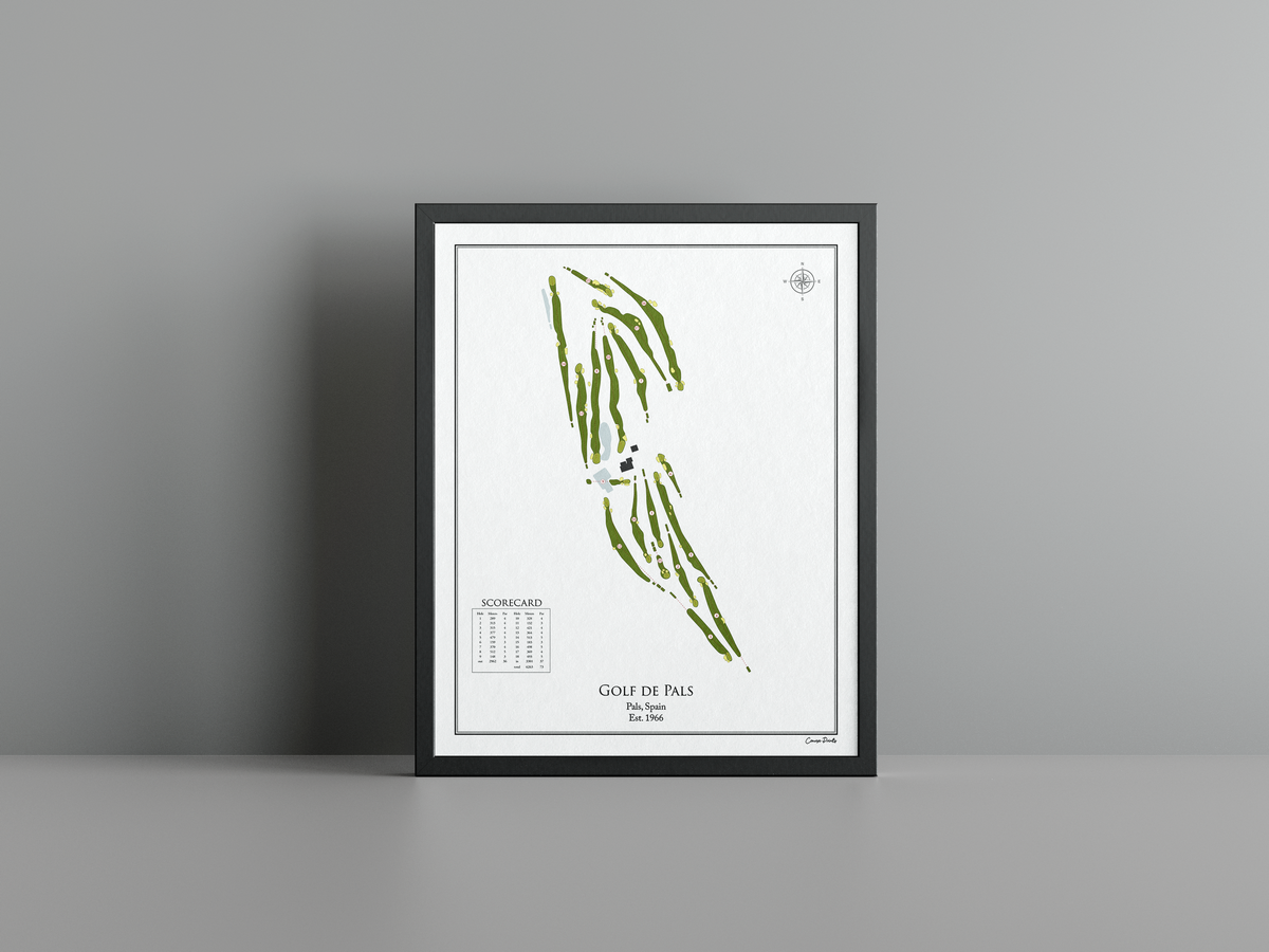 Golf de Pals golf course print, white frame