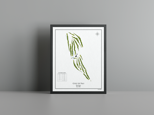 Golf de Pals golf course print, white frame