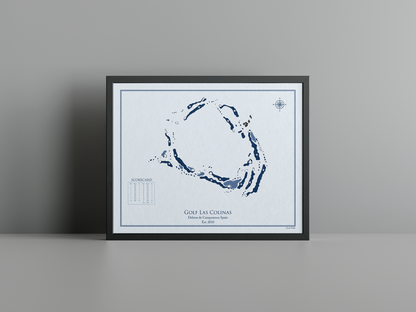 Golf Las Colinas golf course print, blue frame