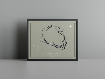 Golf Las Colinas golf course print, brown frame