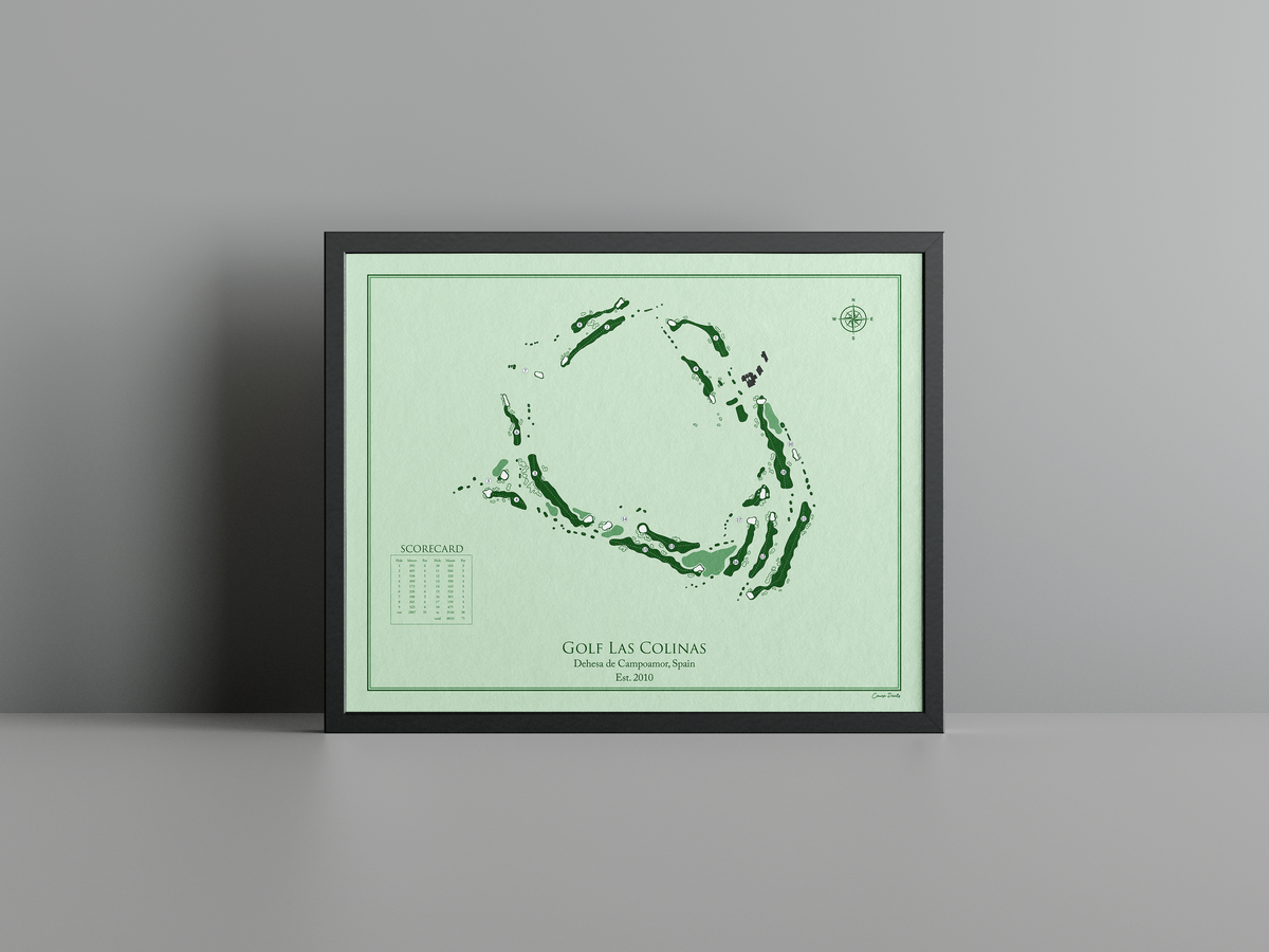 Golf Las Colinas golf course print, green frame