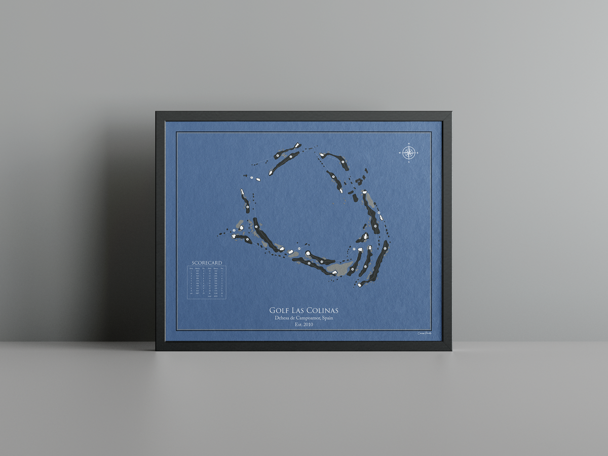 Golf Las Colinas golf course print, navy frame