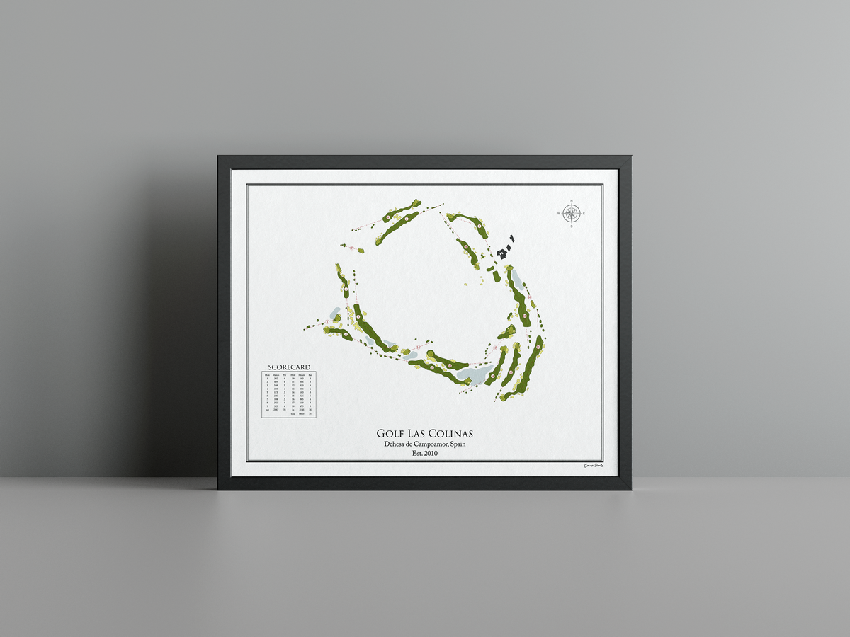 Golf Las Colinas golf course print, white frame
