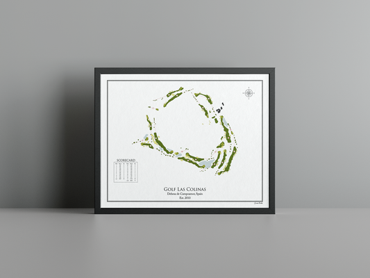 Golf Las Colinas golf course print, white frame