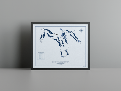 Golf Torrequebrada golf course print, blue frame