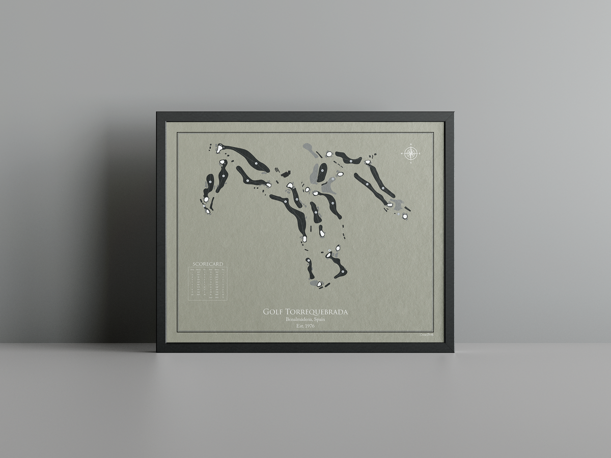 Golf Torrequebrada golf course print, brown frame