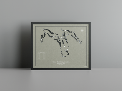 Golf Torrequebrada golf course print, brown frame